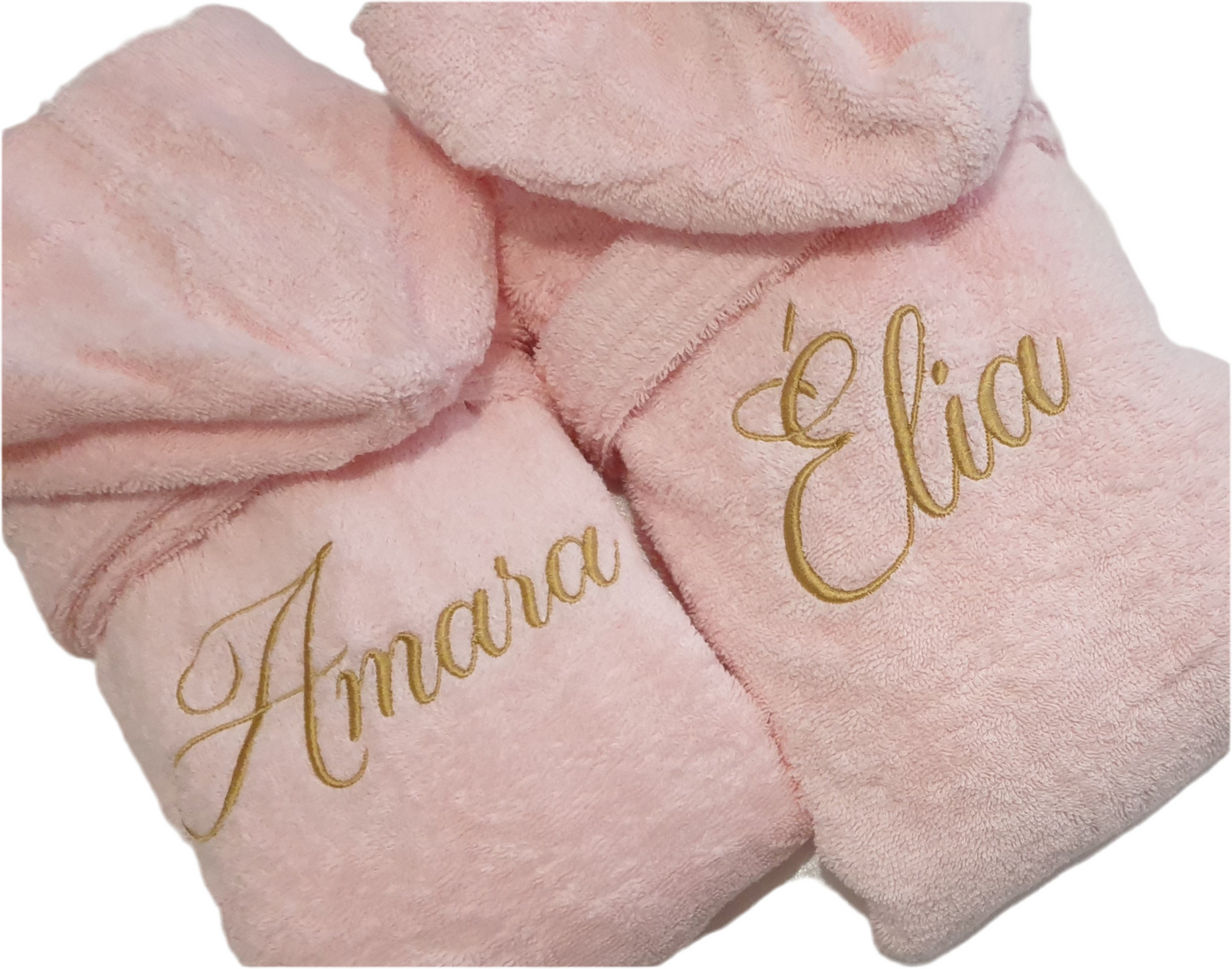 Peignoir de bain bébé rose personnalisé