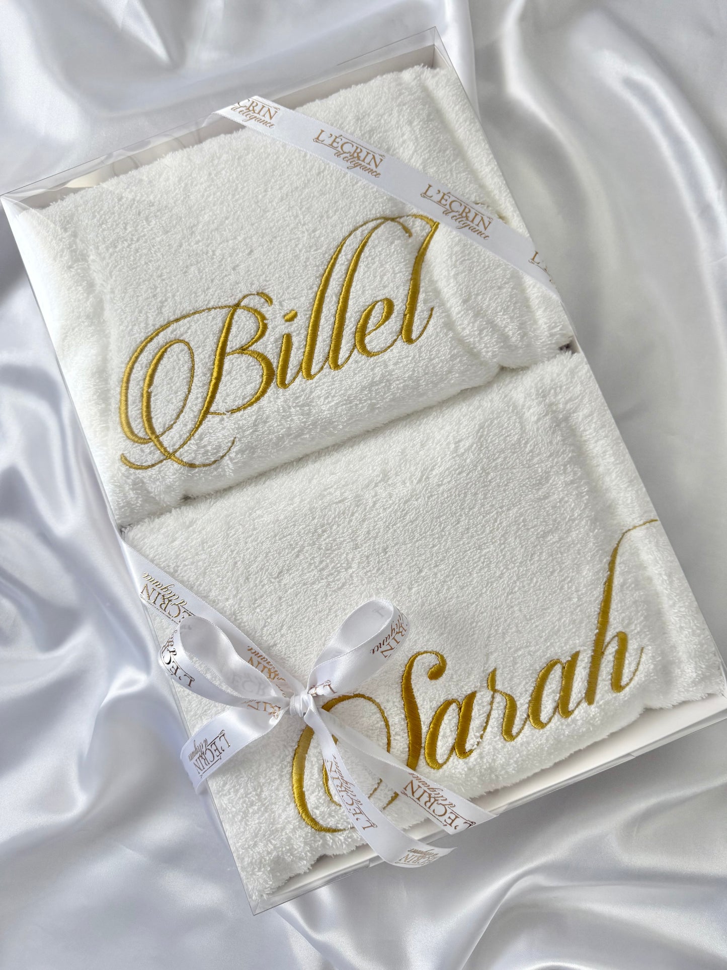 Coffret Couple – 2 Draps de Douche Personnalisés 140x70 cm