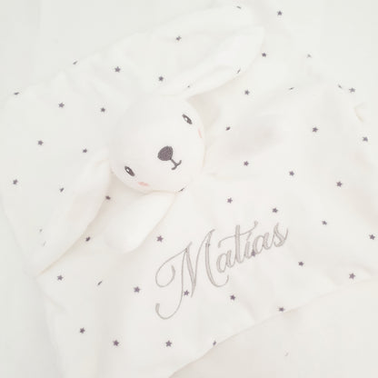 Doudou bébé personnalisé avec prénom brodé – cadeau naissance doux et affectif, fait main en France