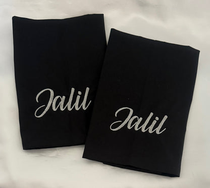 Photo de serviette de table brodée avec prénom – idée cadeau personnalisé pour réception ou mariage
